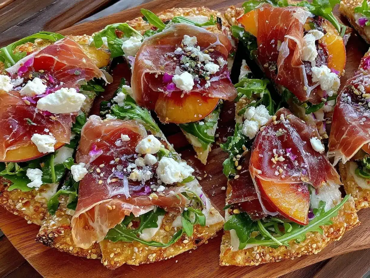 peach prosciutto flatbread - featured image