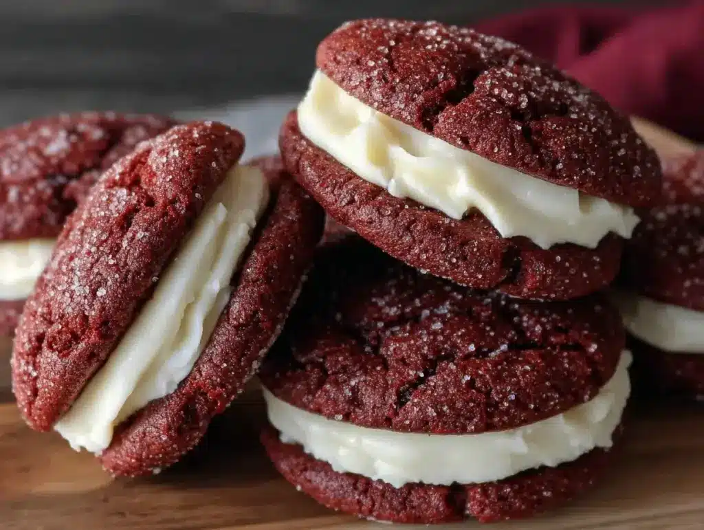 red velvet cookie sandwiches - featured image