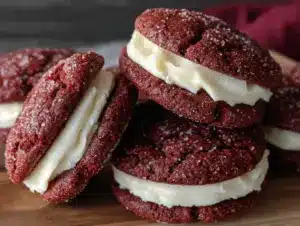 red velvet cookie sandwiches - featured image