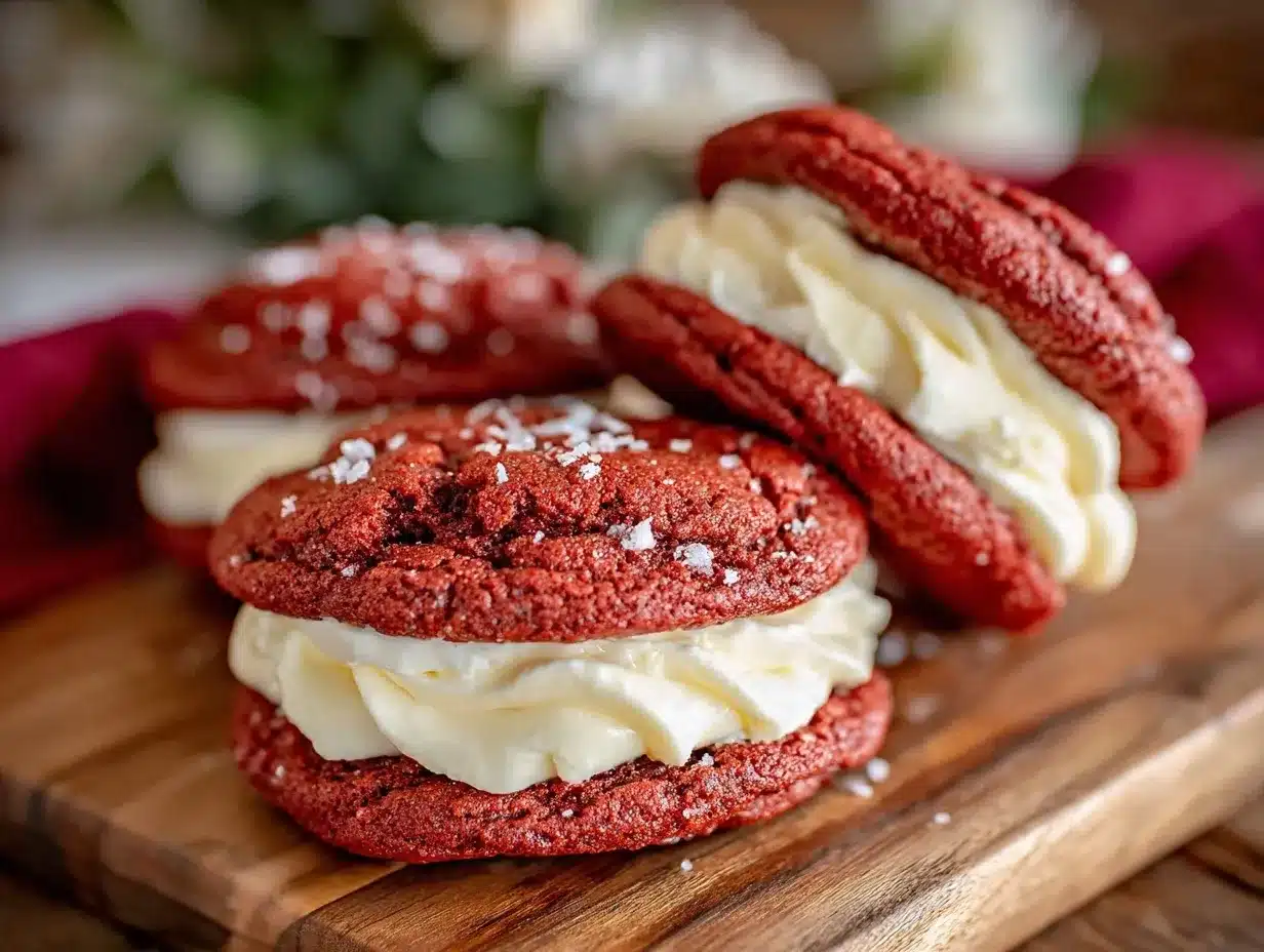 red velvet cookie sandwiches preparation steps