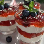 red white and blue layered jello cups - featured image