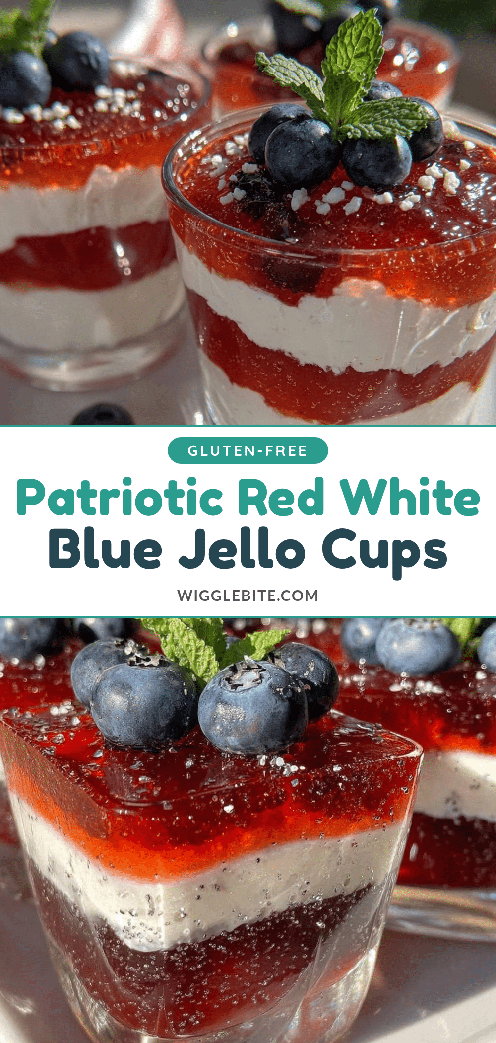 red white and blue layered jello cups recipe
