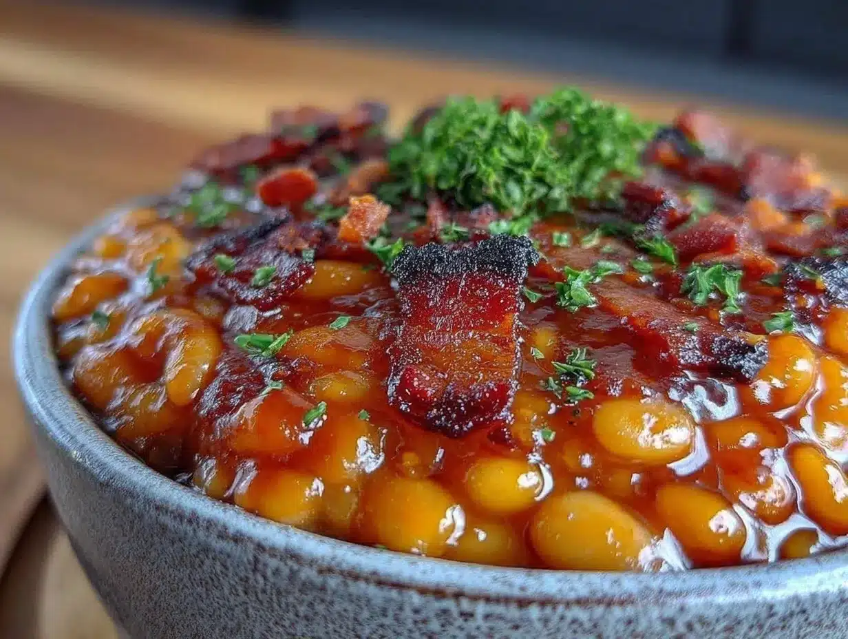 savory maple bourbon baked beans preparation steps