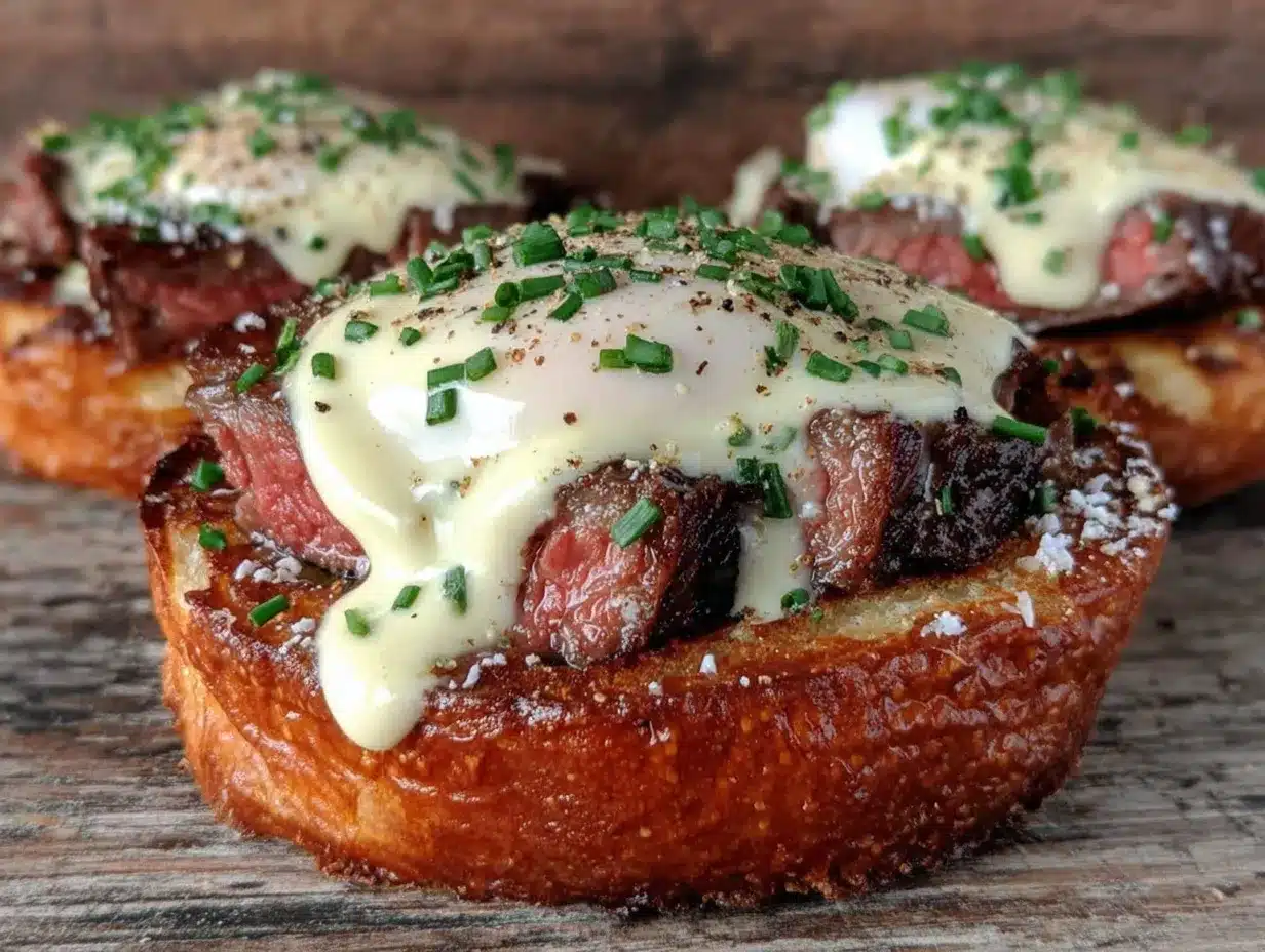 steak and eggs benedict preparation steps