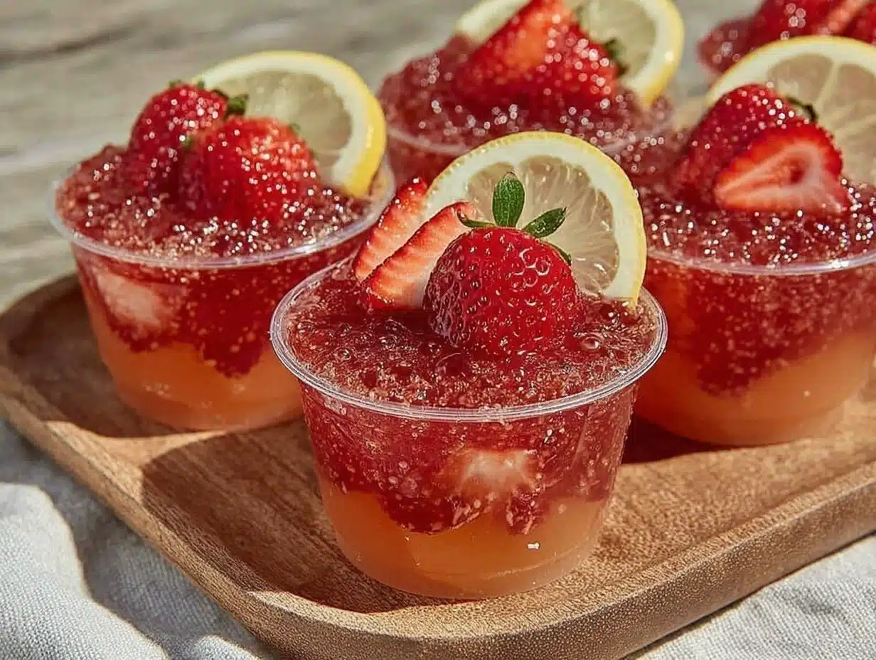 strawberry lemonade jello shots - featured image