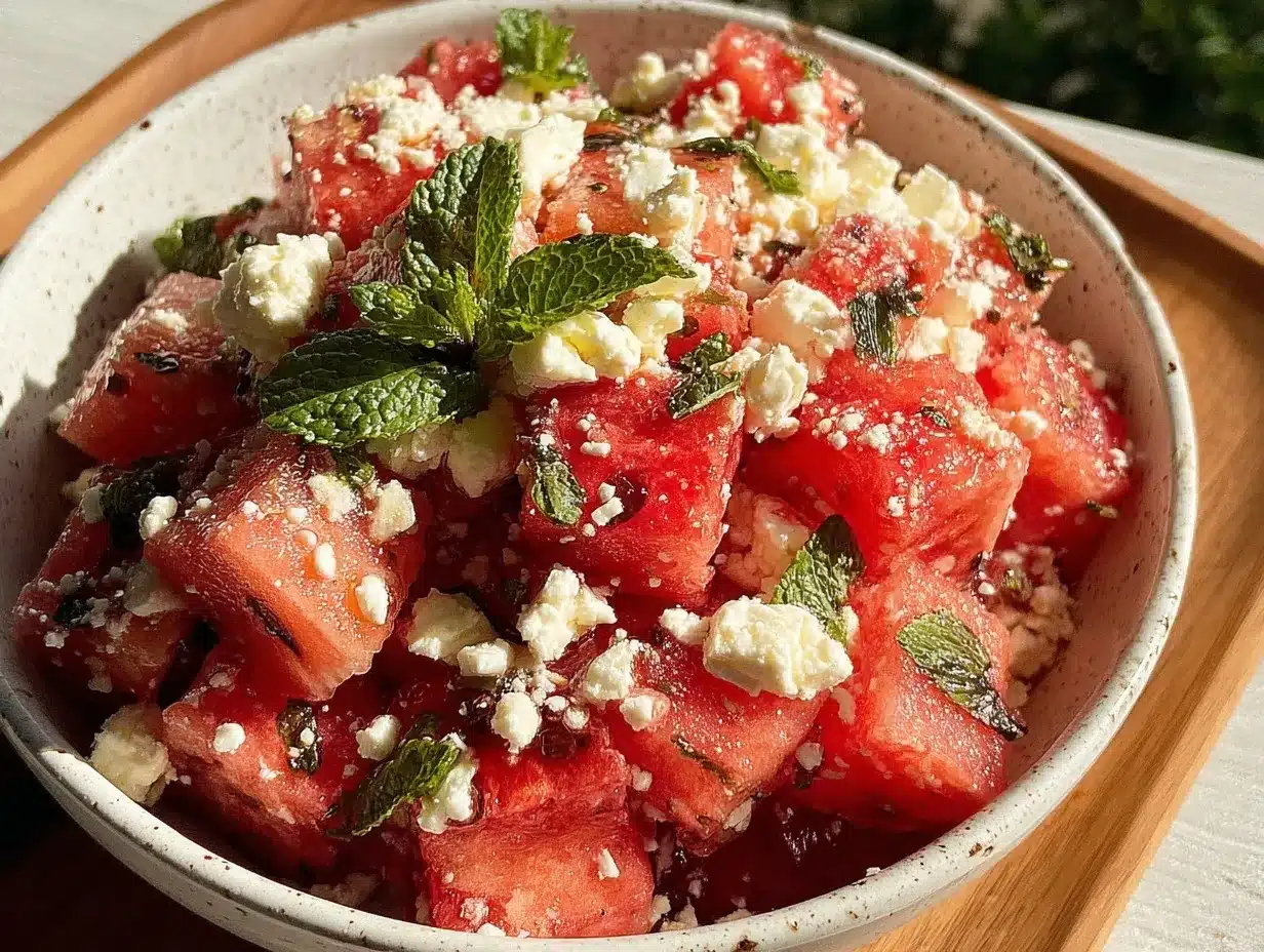 watermelon feta salad preparation steps