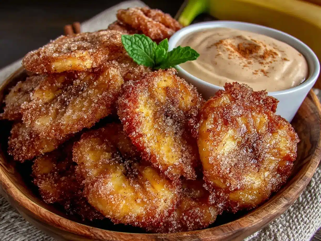 air fryer cinnamon sugar banana chips - featured image