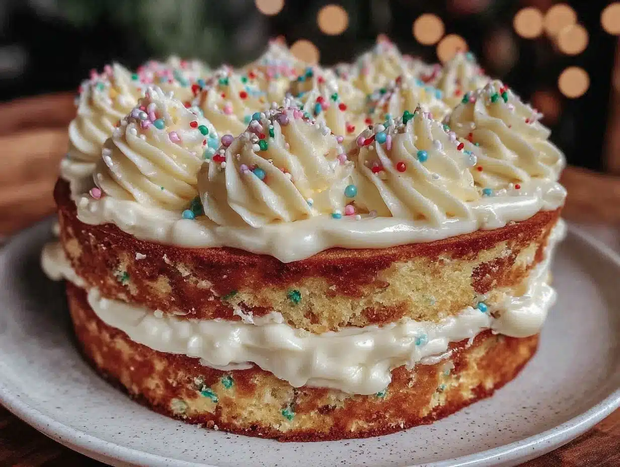 brown butter funfetti naked cake - featured image