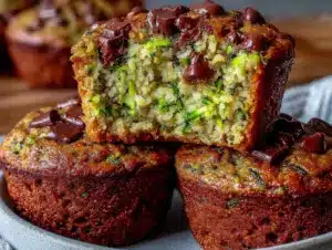 chocolate chip zucchini protein muffins - featured image