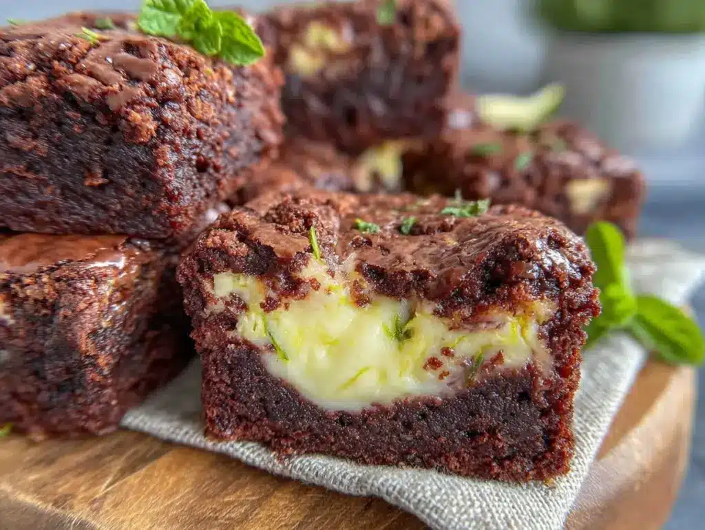cream cheese-stuffed zucchini brownies - featured image