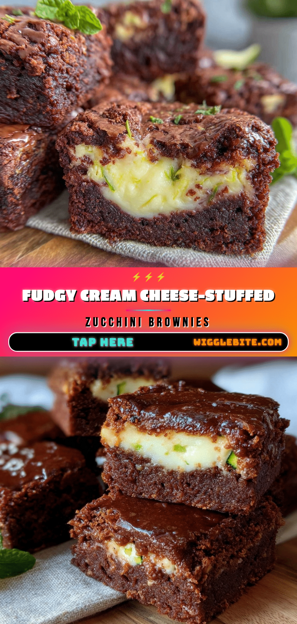 cream cheese-stuffed zucchini brownies recipe