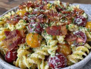 creamy bacon ranch pasta salad - featured image