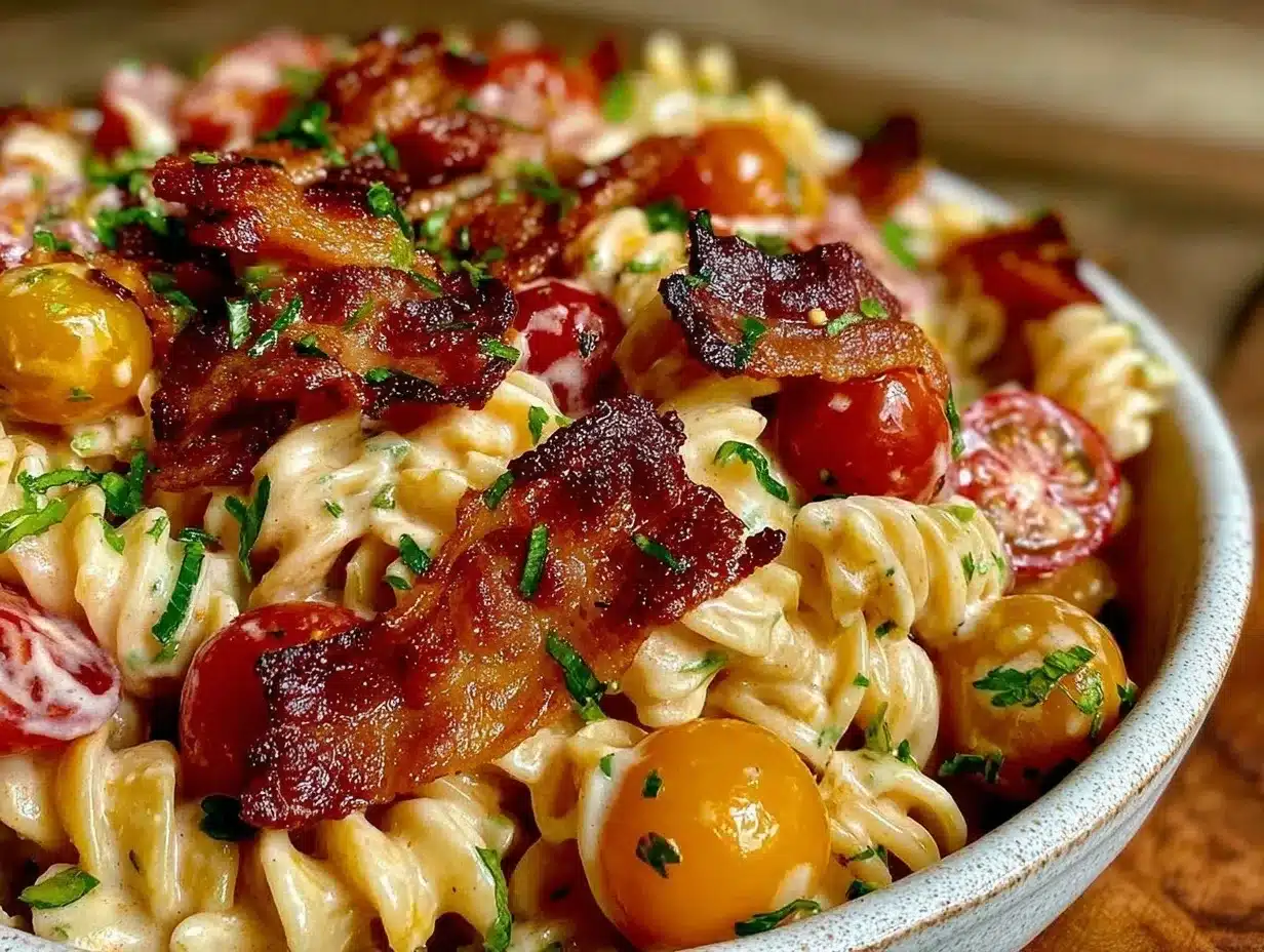 creamy bacon ranch pasta salad preparation steps