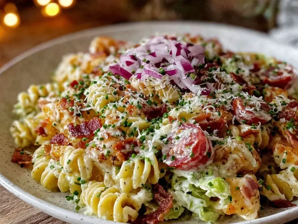 creamy blt pasta salad - featured image