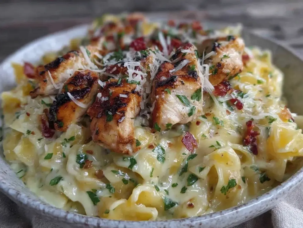 creamy chicken alfredo pasta - featured image