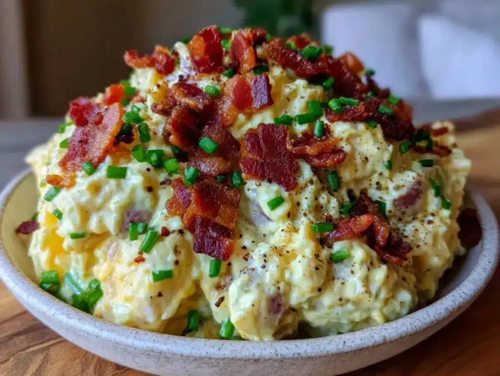 creamy classic loaded potato salad - featured image