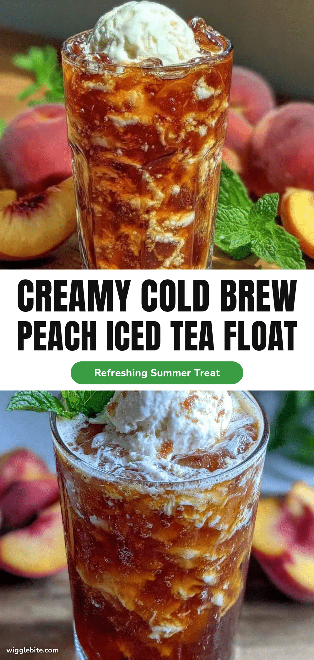 creamy cold brew peach iced tea float recipe