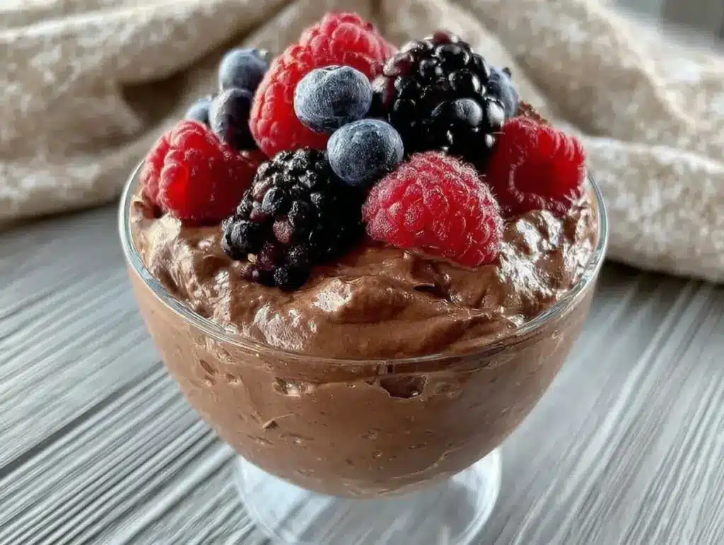 creamy cottage cheese chocolate mousse - featured image