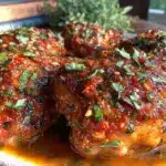 creamy crockpot tuscan chicken thighs - featured image
