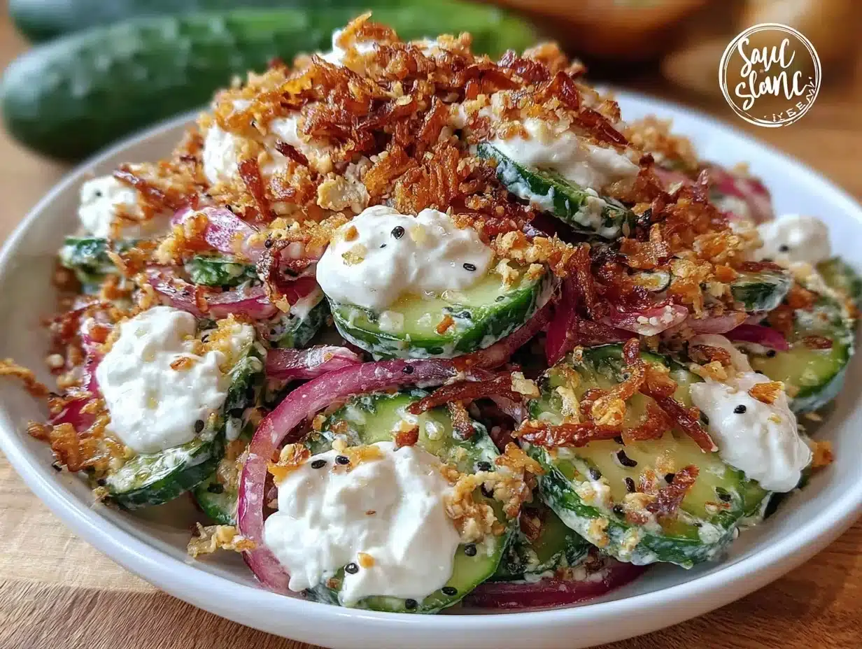 creamy everything bagel cucumber salad - featured image