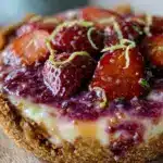 creamy frozen strawberry lemonade pie - featured image