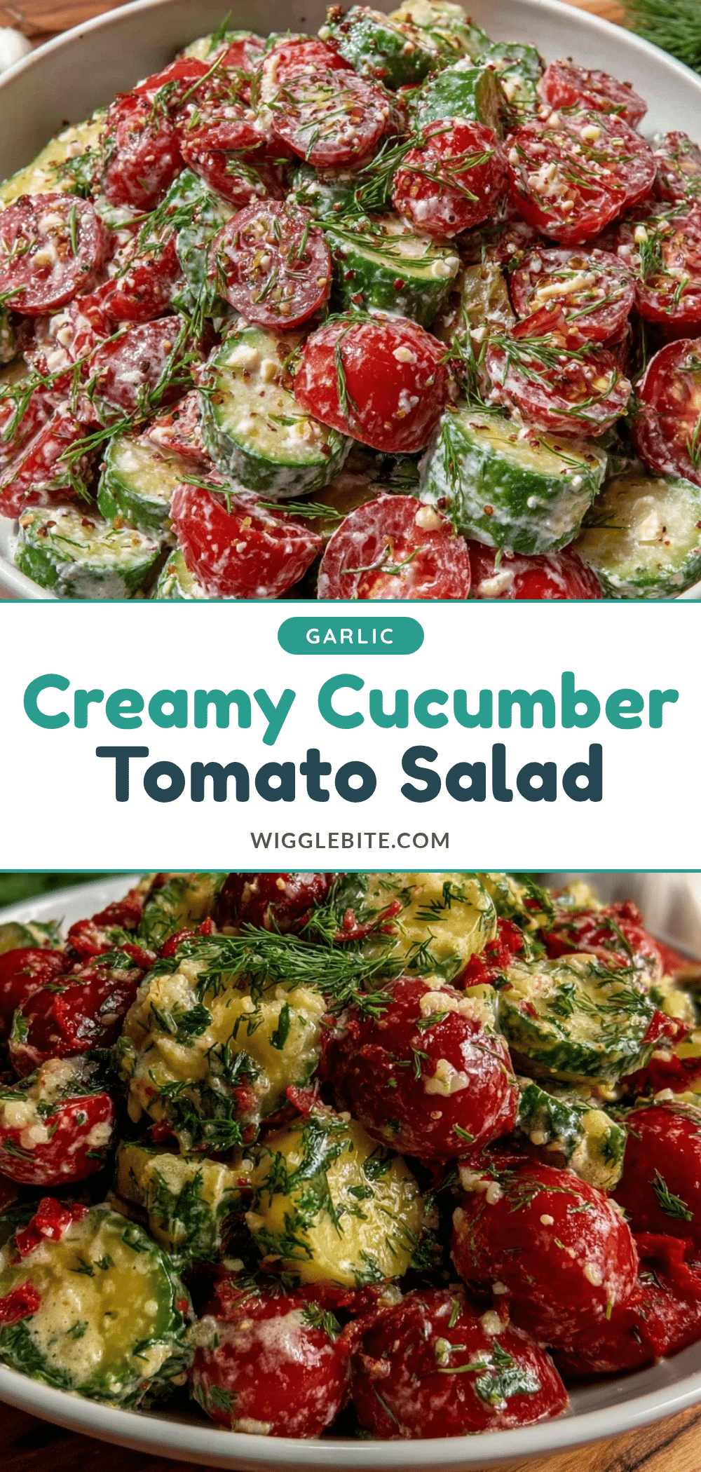 creamy garlic cucumber tomato salad recipe