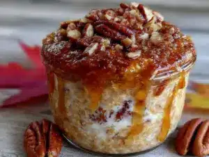 creamy maple pecan overnight oats - featured image