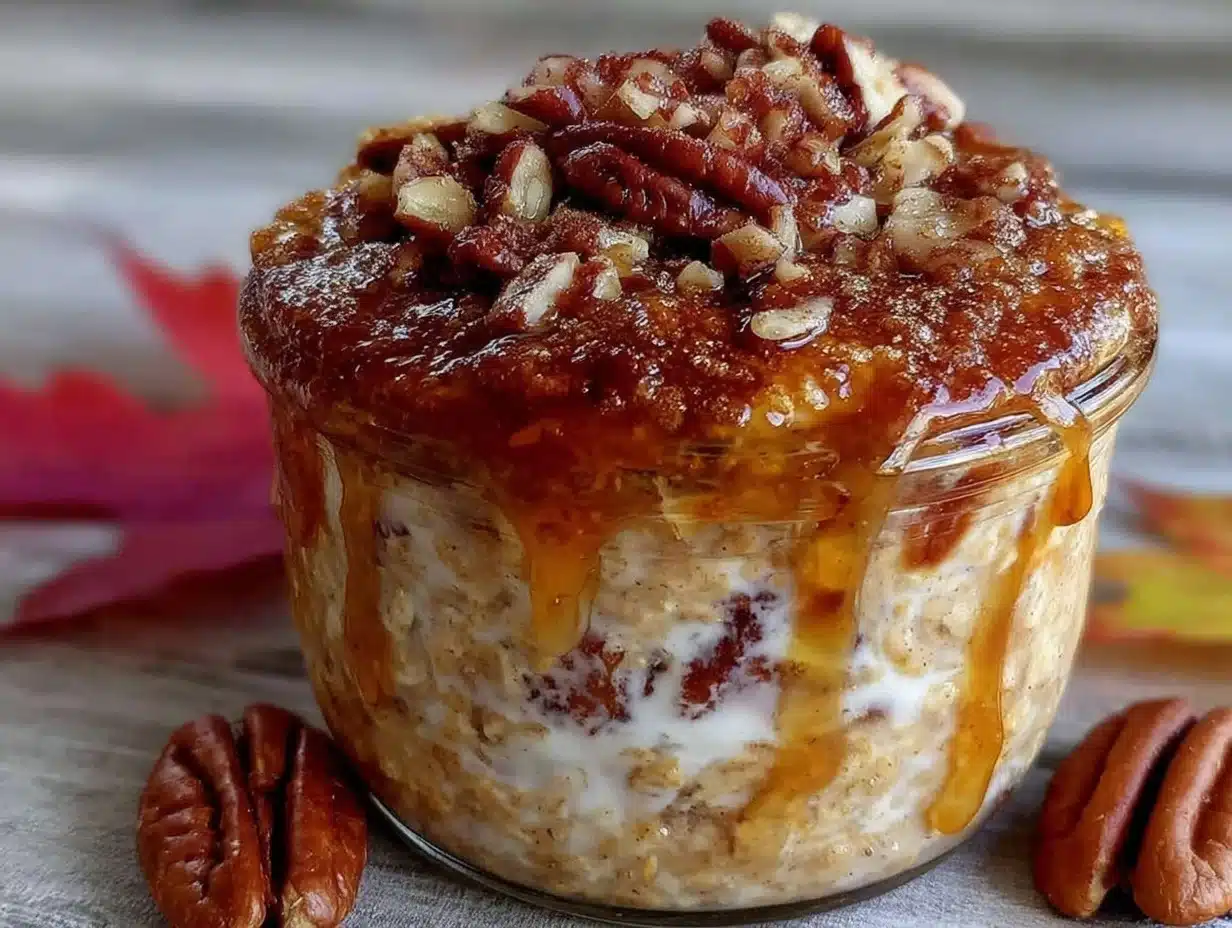 creamy maple pecan overnight oats - featured image