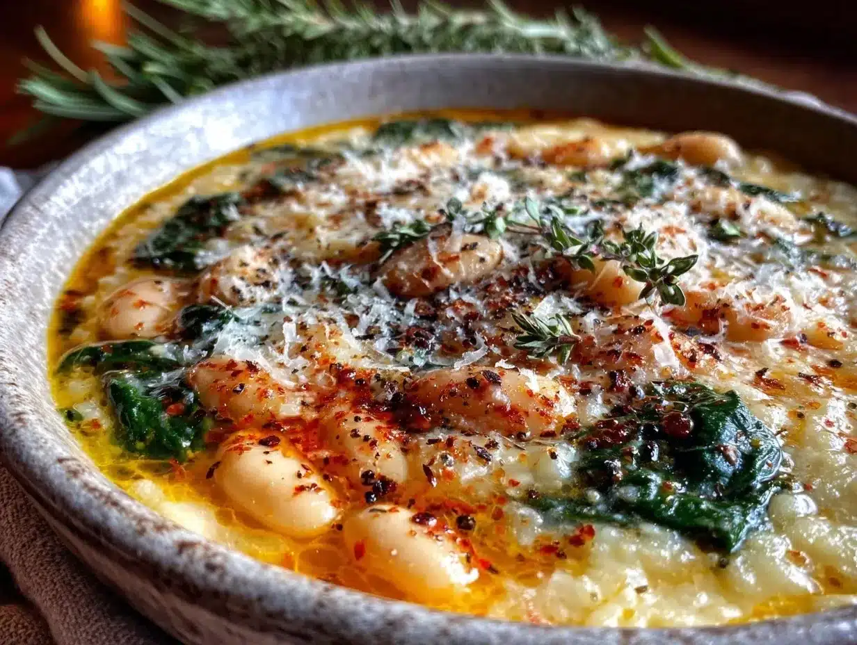 creamy one-pot Tuscan white bean and spinach soup preparation steps
