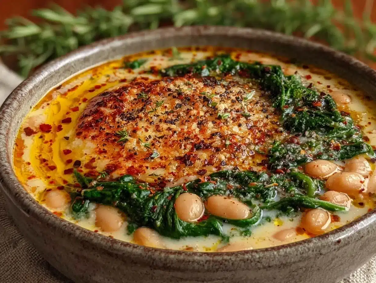creamy one-pot Tuscan white bean and spinach soup - featured image