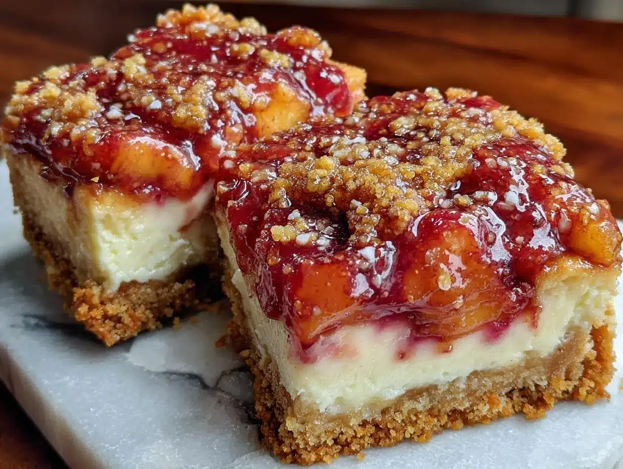 creamy peach cobbler cheesecake bars preparation steps