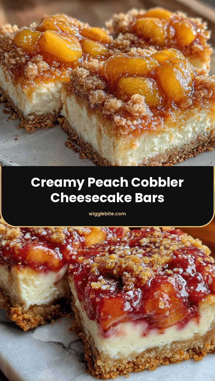 creamy peach cobbler cheesecake bars recipe