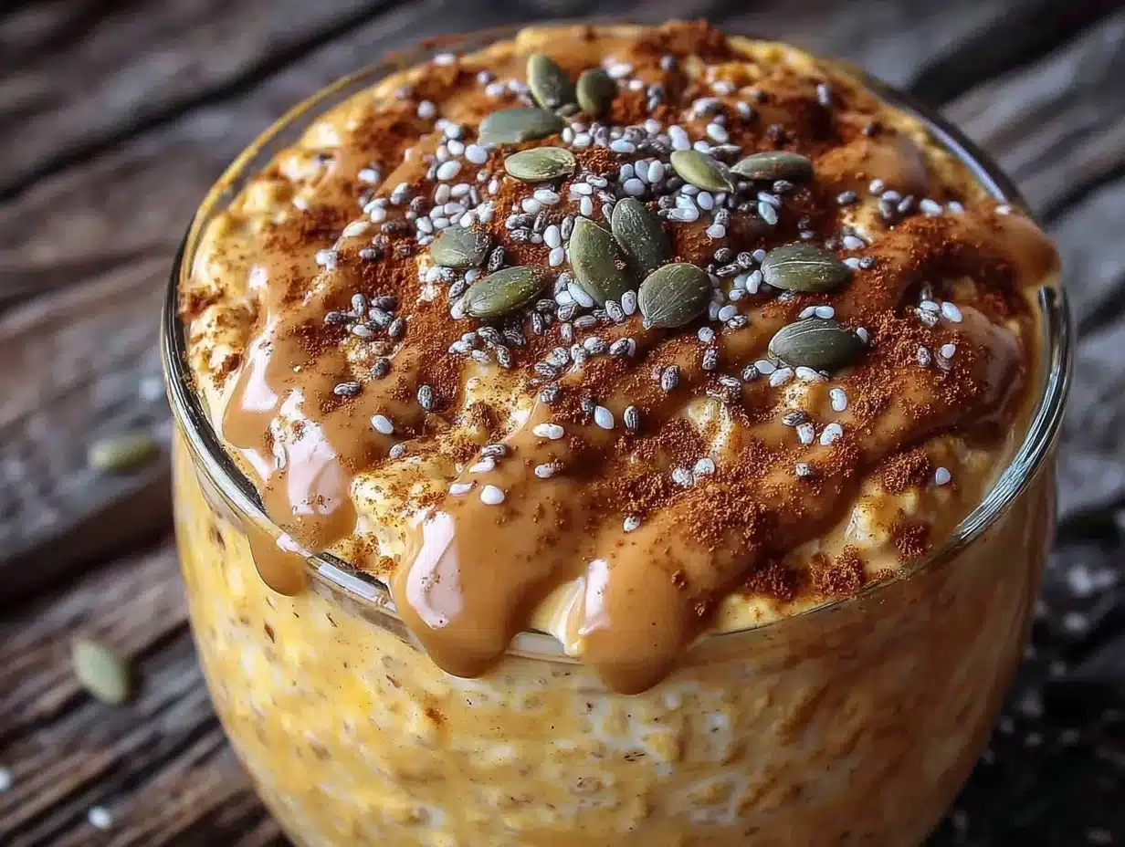 creamy pumpkin overnight oats - featured image
