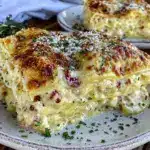 creamy seafood lasagna - featured image
