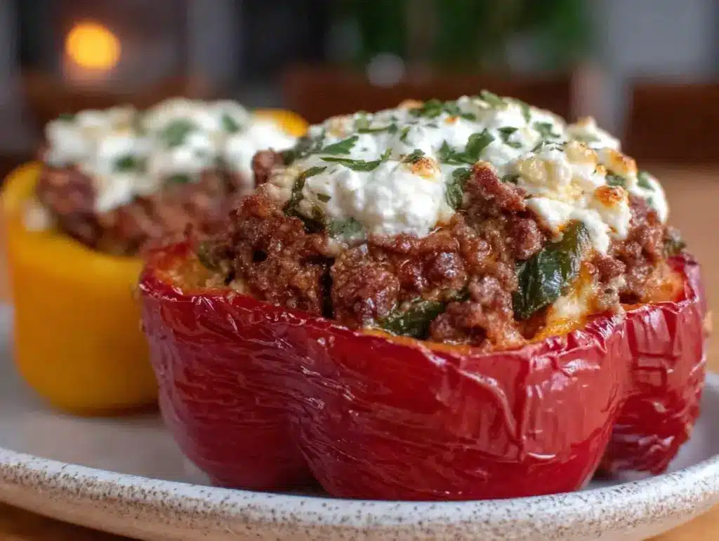 creamy stuffed bell peppers - featured image