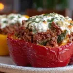 creamy stuffed bell peppers - featured image