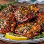 crispy air fryer chicken thighs - featured image