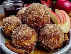 crispy apple cider donut holes - featured image