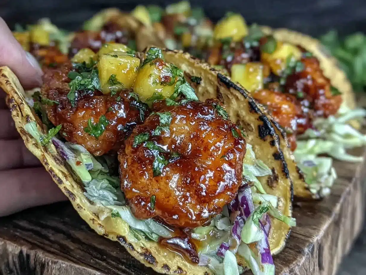 crispy bang bang shrimp tacos - featured image