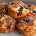 crispy cinnamon sugar blueberry muffins - featured image