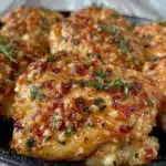 crispy garlic parmesan chicken thighs - featured image