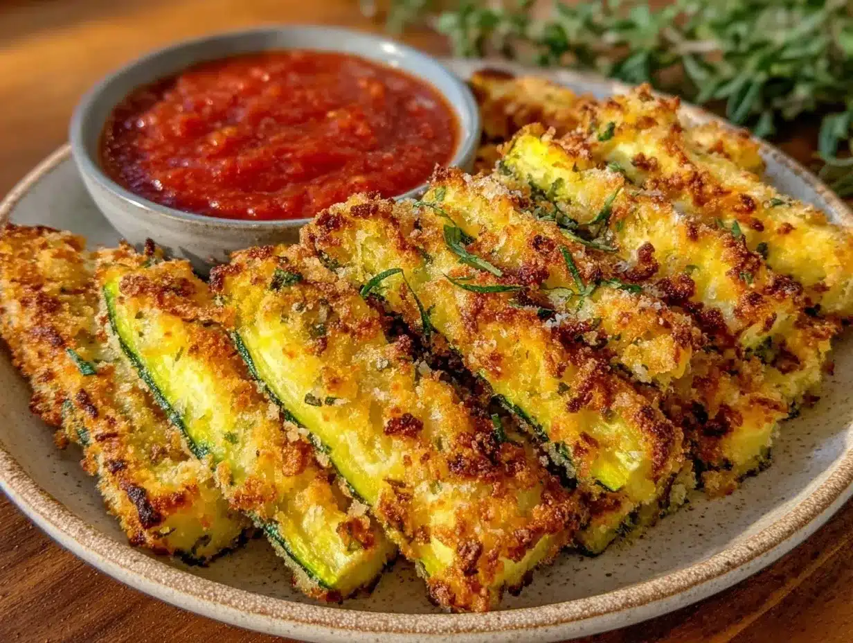 crispy panko zucchini sticks preparation steps