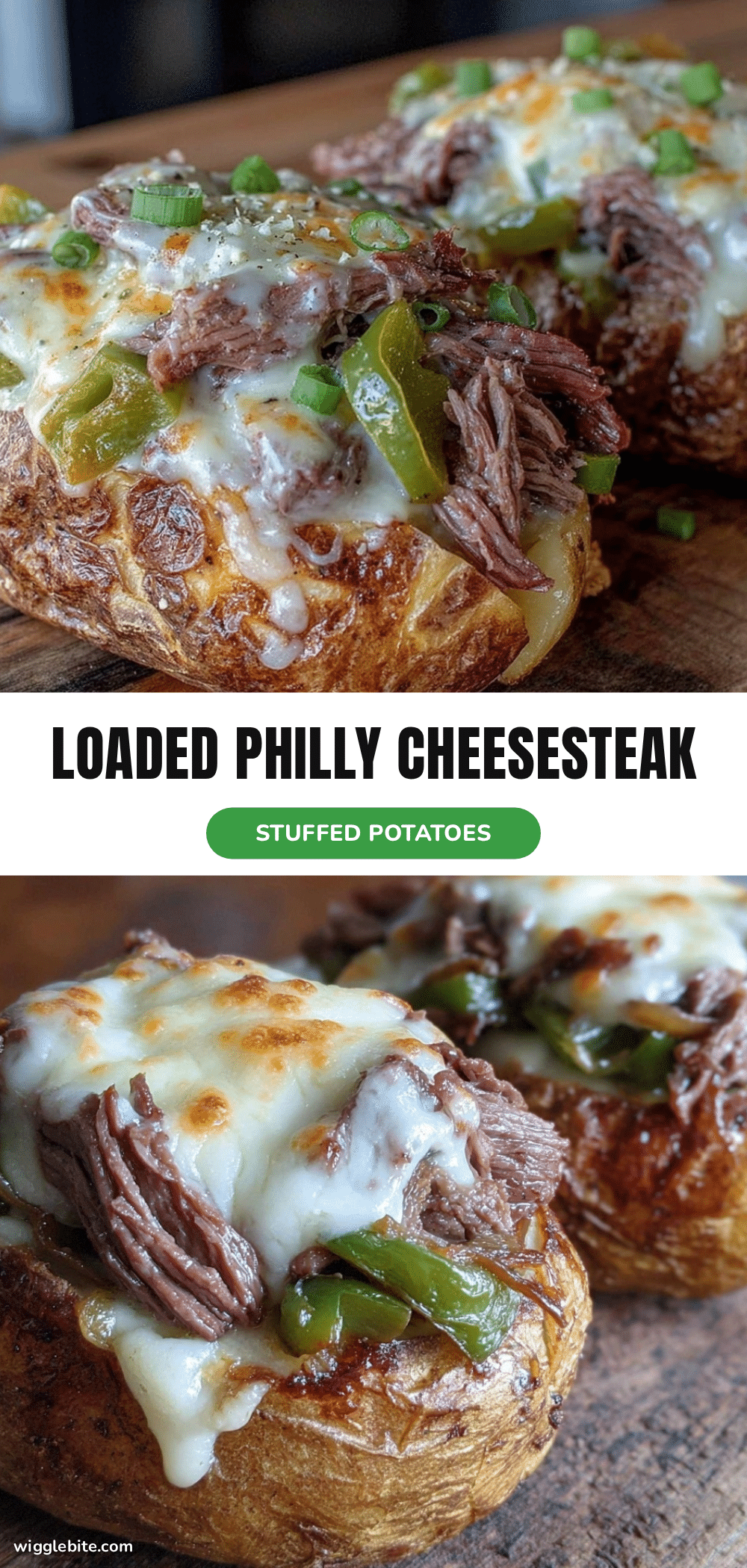 Crispy Philly Cheesesteak Stuffed Baked Potatoes recipe