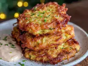 crispy shredded zucchini fritters - featured image