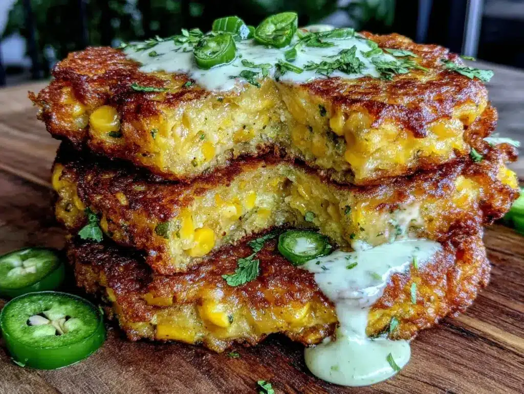 crispy sweet corn and cheddar fritters - featured image