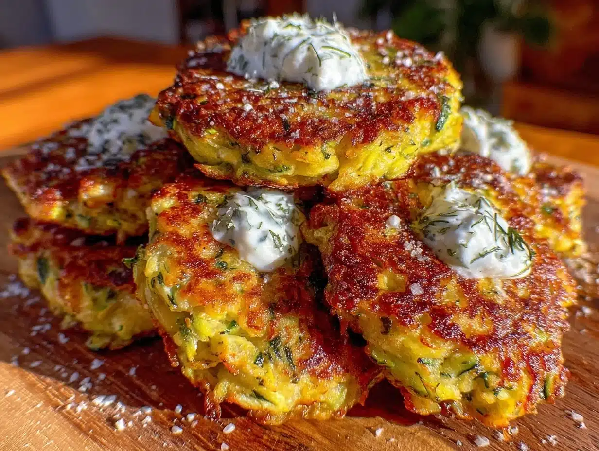 crispy zucchini fritters - featured image