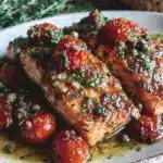 easy baked tuscan salmon - featured image
