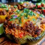 easy cheesy stuffed bell peppers recipe - featured image
