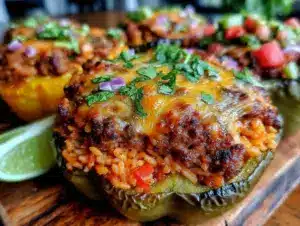 easy cheesy stuffed bell peppers recipe - featured image