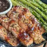 easy crispy sheet pan honey mustard salmon - featured image